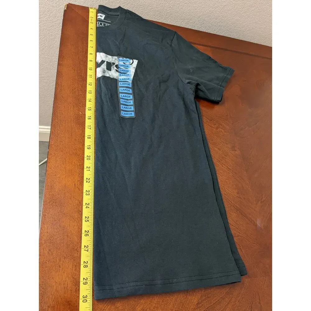 Levi's‎ TShirt Men's Large Black Distressed Logo Short Sleeve Crew Neck Staple